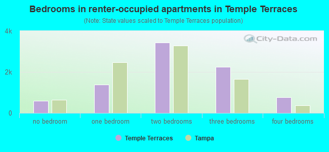Bedrooms in renter-occupied apartments in Temple Terraces