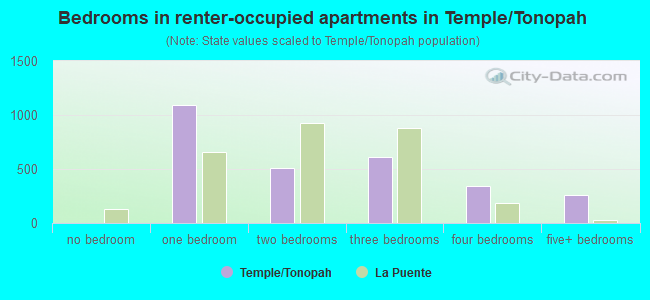 Bedrooms in renter-occupied apartments in Temple/Tonopah