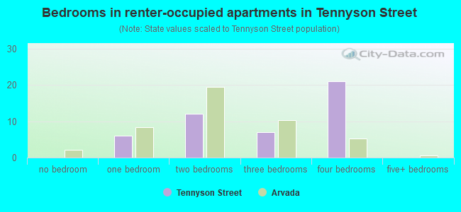 Bedrooms in renter-occupied apartments in Tennyson Street