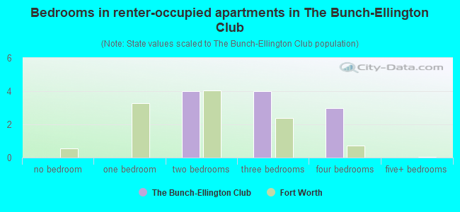 Bedrooms in renter-occupied apartments in The Bunch-Ellington Club