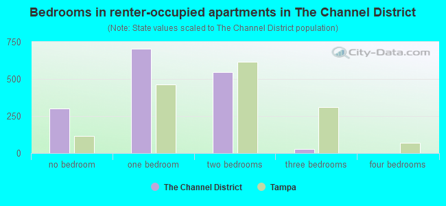 Bedrooms in renter-occupied apartments in The Channel District