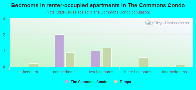 Bedrooms in renter-occupied apartments in The Commons Condo