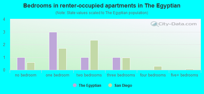 Bedrooms in renter-occupied apartments in The Egyptian