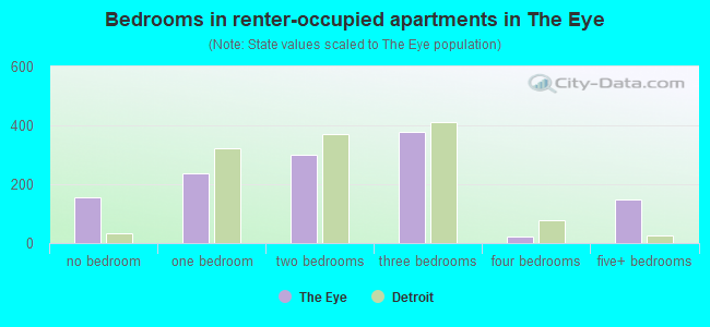 Bedrooms in renter-occupied apartments in The Eye