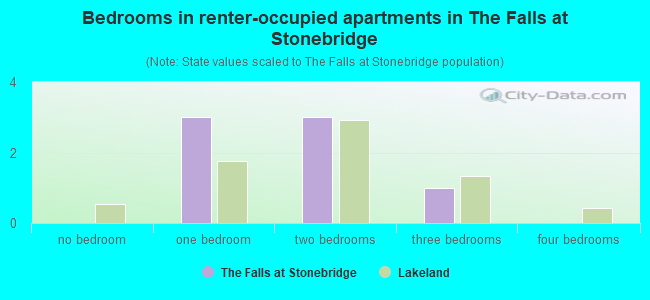 Bedrooms in renter-occupied apartments in The Falls at Stonebridge