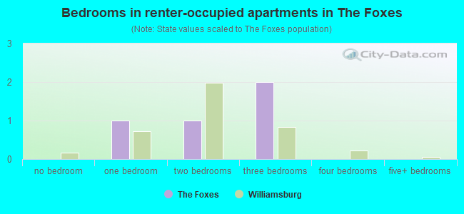 Bedrooms in renter-occupied apartments in The Foxes