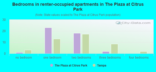 Bedrooms in renter-occupied apartments in The Plaza at Citrus Park