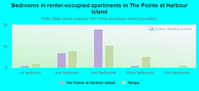 Bedrooms in renter-occupied apartments in The Pointe at Harbour Island