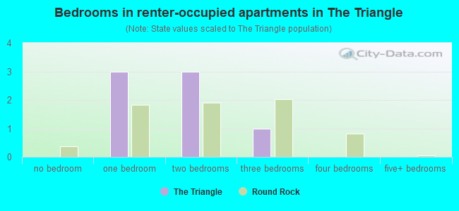 Bedrooms in renter-occupied apartments in The Triangle