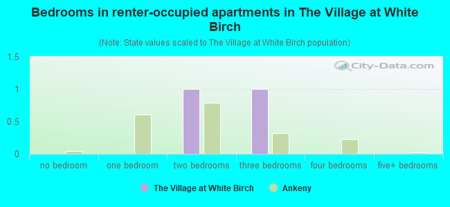 Bedrooms in renter-occupied apartments in The Village at White Birch