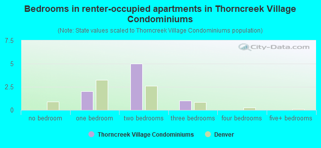 Bedrooms in renter-occupied apartments in Thorncreek Village Condominiums