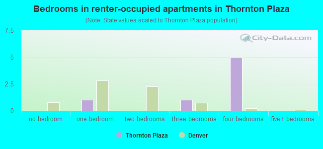 Bedrooms in renter-occupied apartments in Thornton Plaza