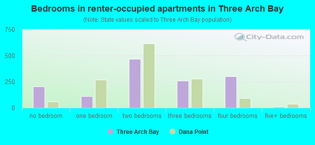 Bedrooms in renter-occupied apartments in Three Arch Bay