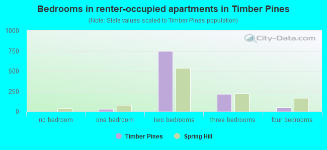 Bedrooms in renter-occupied apartments in Timber Pines