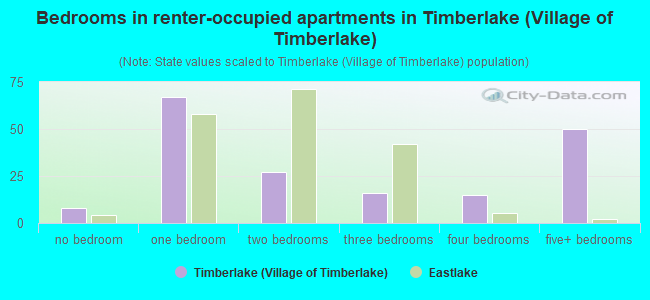 Bedrooms in renter-occupied apartments in Timberlake (Village of Timberlake)