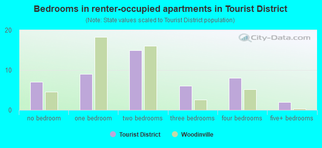 Bedrooms in renter-occupied apartments in Tourist District