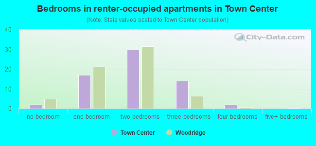 Bedrooms in renter-occupied apartments in Town Center
