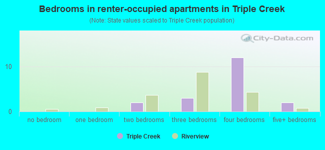 Bedrooms in renter-occupied apartments in Triple Creek