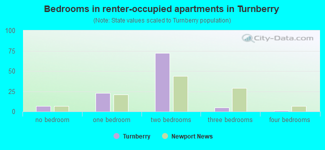 Bedrooms in renter-occupied apartments in Turnberry