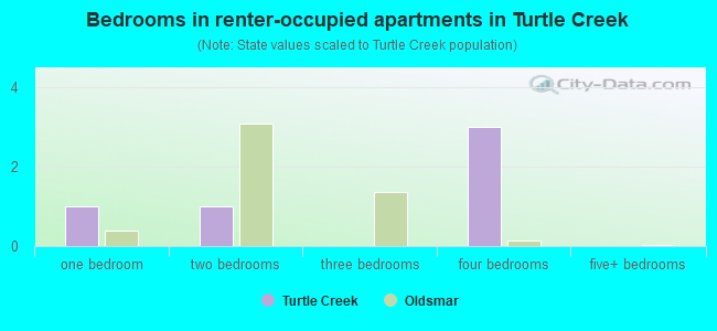 Bedrooms in renter-occupied apartments in Turtle Creek