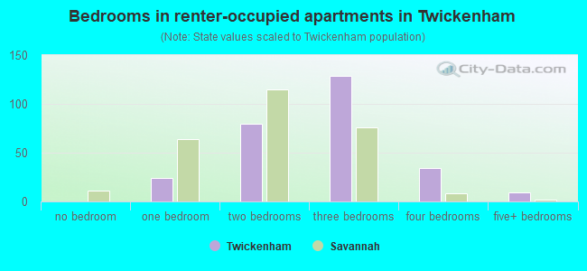 Bedrooms in renter-occupied apartments in Twickenham
