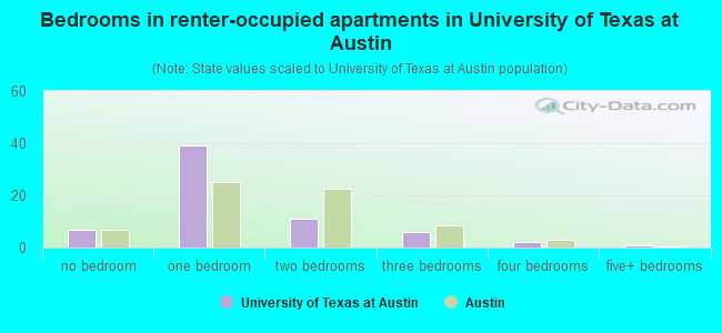 Bedrooms in renter-occupied apartments in University of Texas at Austin