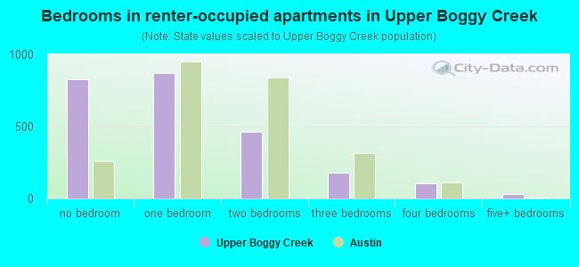 Bedrooms in renter-occupied apartments in Upper Boggy Creek