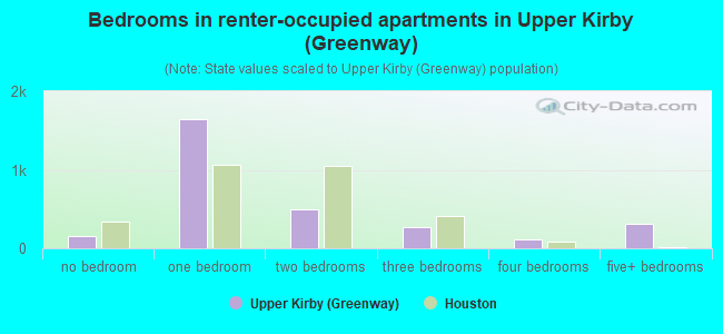 Bedrooms in renter-occupied apartments in Upper Kirby (Greenway)