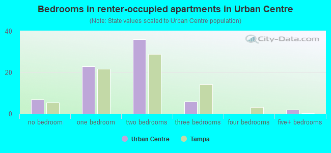Bedrooms in renter-occupied apartments in Urban Centre