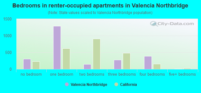 Bedrooms in renter-occupied apartments in Valencia Northbridge
