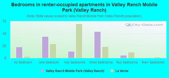 Bedrooms in renter-occupied apartments in Valley Ranch Mobile Park (Valley Ranch)