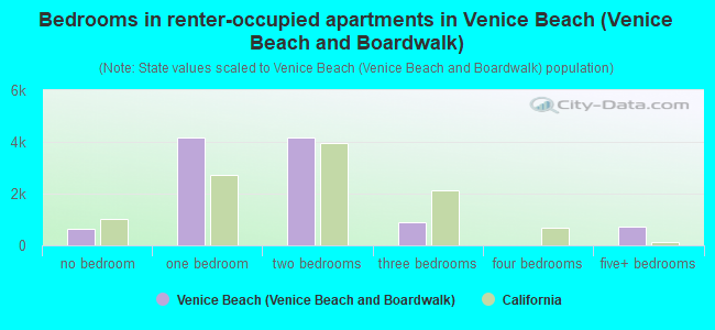 Bedrooms in renter-occupied apartments in Venice Beach (Venice Beach and Boardwalk)
