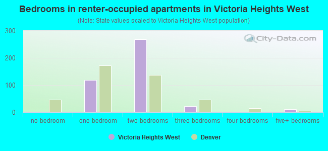 Bedrooms in renter-occupied apartments in Victoria Heights West