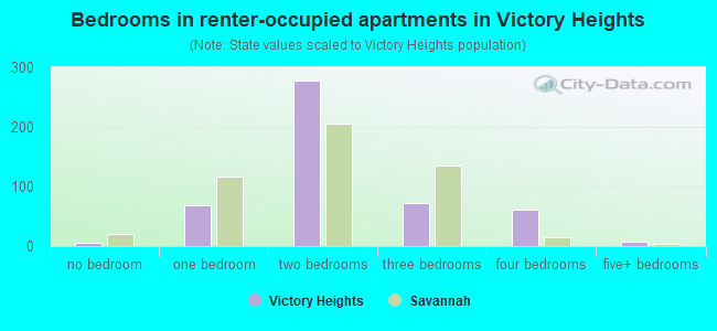 Bedrooms in renter-occupied apartments in Victory Heights