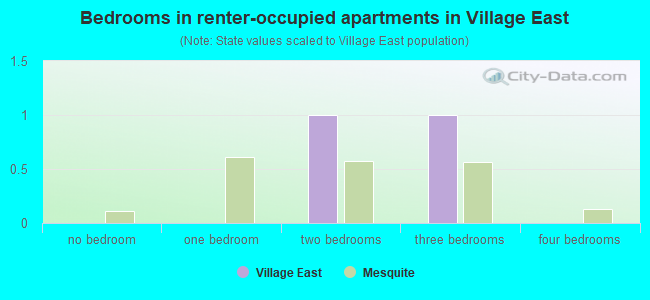 Bedrooms in renter-occupied apartments in Village East