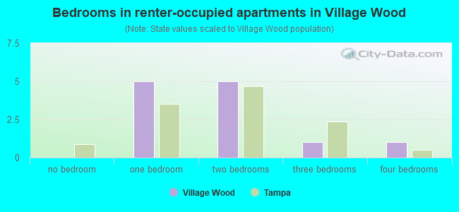 Bedrooms in renter-occupied apartments in Village Wood