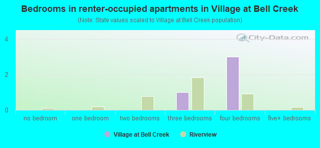 Bedrooms in renter-occupied apartments in Village at Bell Creek