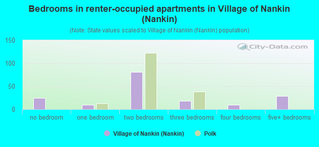 Bedrooms in renter-occupied apartments in Village of Nankin (Nankin)