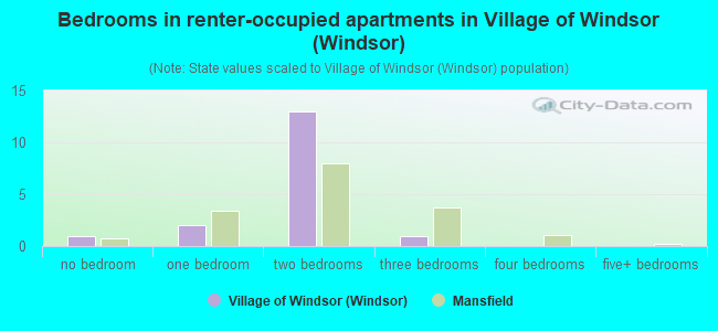 Bedrooms in renter-occupied apartments in Village of Windsor (Windsor)