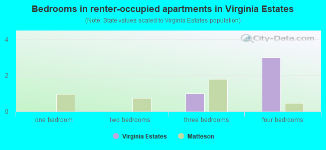 Bedrooms in renter-occupied apartments in Virginia Estates