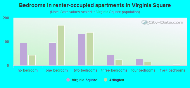 Bedrooms in renter-occupied apartments in Virginia Square