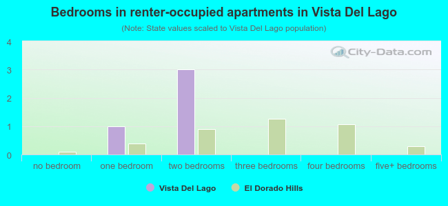 Bedrooms in renter-occupied apartments in Vista Del Lago