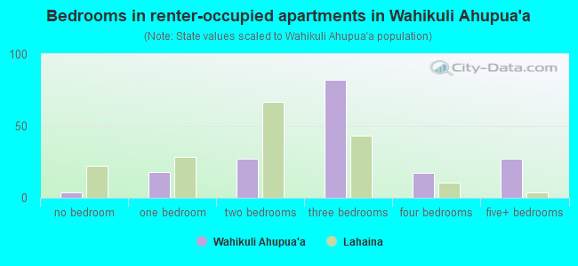 Bedrooms in renter-occupied apartments in Wahikuli Ahupua`a
