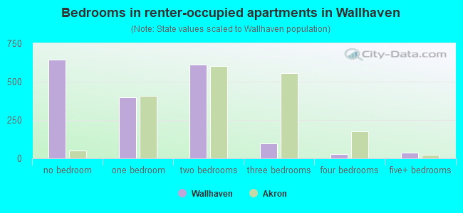 Bedrooms in renter-occupied apartments in Wallhaven