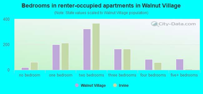 Bedrooms in renter-occupied apartments in Walnut Village