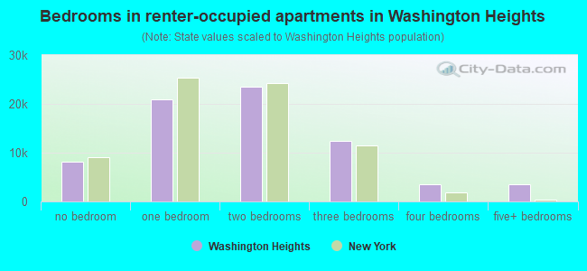 Bedrooms in renter-occupied apartments in Washington Heights