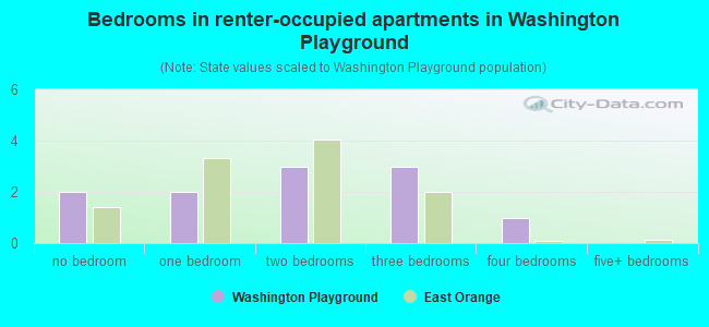 Bedrooms in renter-occupied apartments in Washington Playground
