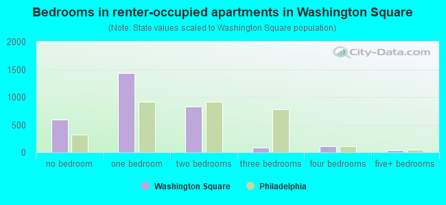 Bedrooms in renter-occupied apartments in Washington Square