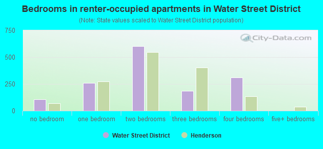 Bedrooms in renter-occupied apartments in Water Street District