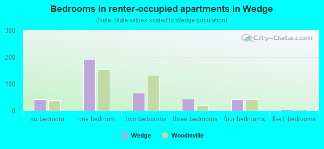 Bedrooms in renter-occupied apartments in Wedge
